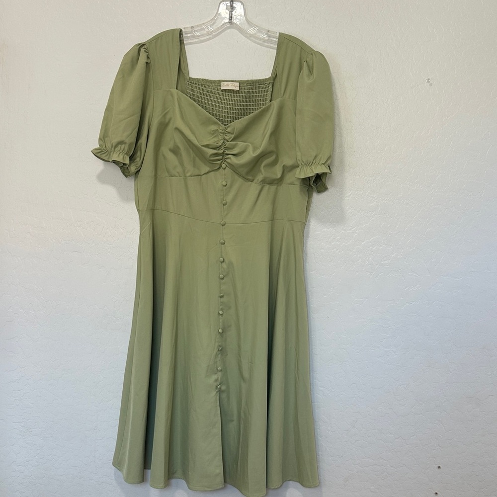 Belle Poque Puff Short Sleeve Cottagecore Dress Vintage 1950s Party Swing 2XL‎
